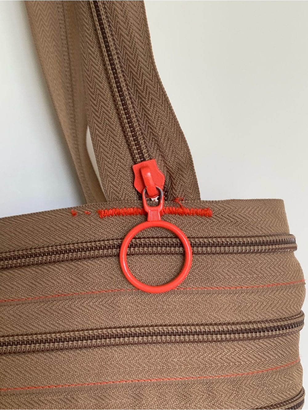 Zip it shoulder bag brown orange purse Y2K 90s - Picture 4 of 7